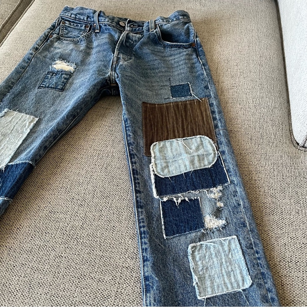Levi's Patchwork Distressed Premium 501 93’ 79830-0333 Denim Jeans Men's 30X30